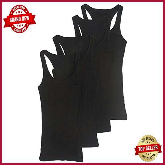 Ultra Soft Ribbed Racerback Tank Tops 4 Pack Layering Essential - Picture 2 of 5